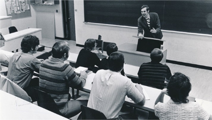 Stephen Monsma teaching a class at Calvin College